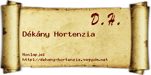 Dékány Hortenzia névjegykártya